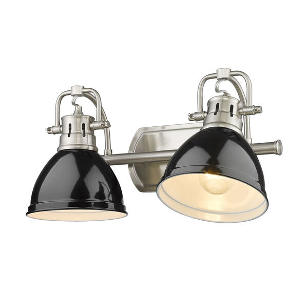 Duncan Pewter Two-Light Bath Vanity with Black Shades, image 3